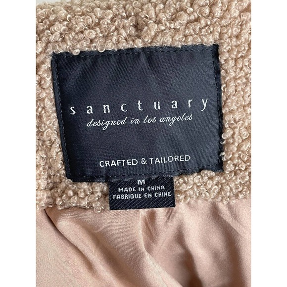 Sanctuary Crafted & Tailored Snap Front Teddy Coat Sherpa Jacket Medium - Picture 5 of 6
